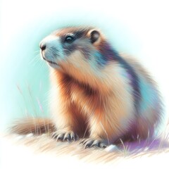 Obraz premium 마멋, 파스텔화, jpeg (Marmot, pastel painting, jpeg)