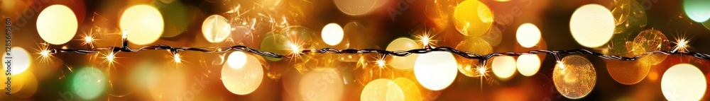 Poster Colorful Twinkling Lights on a String with a Soft Bokeh Background