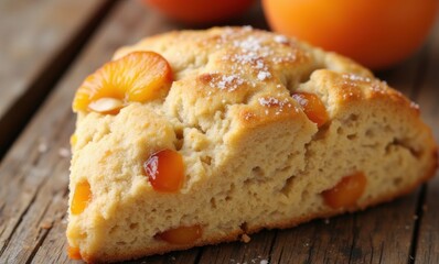 Freshly baked peach scone slices