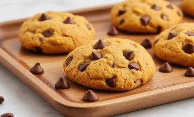 Freshly baked chocolate chip cookies
