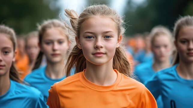 Young athletes participate in a running event focusing on teamwork and determination in a park setting