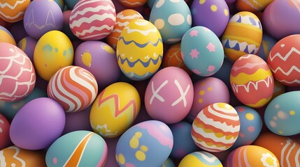 Obraz premium Colorful 3D Rendered Easter Egg Poster Design