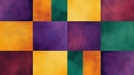 Striking color block design with clean divisions of Mardi Gras colors.