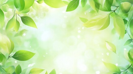Green leaves from a garden create a natural background for the page. The fresh greenery represents the environment and ecology.