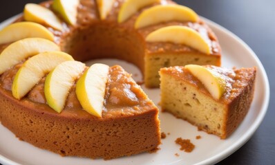 Delicious apple cake on a plate