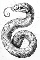 Obraz premium A black and white drawing of a snake