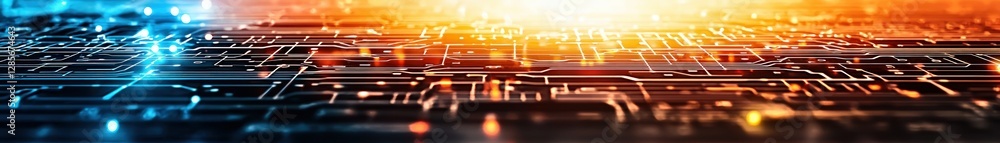 Poster abstract background of digital circuit with bright light effects
