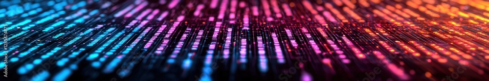 Poster Abstract glowing lines with vibrant colors creating dynamic patterns