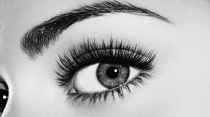 Obraz premium Long, fake eyelashes extend a woman's eyes, making them look bigger and more beautiful.