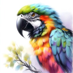 Obraz premium 앵무새, 파스텔화, jpeg (Parrot, pastel painting, jpeg)