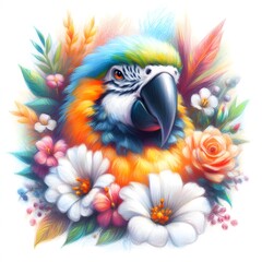 Obraz premium 앵무새, 파스텔화, jpeg (Parrot, pastel painting, jpeg)