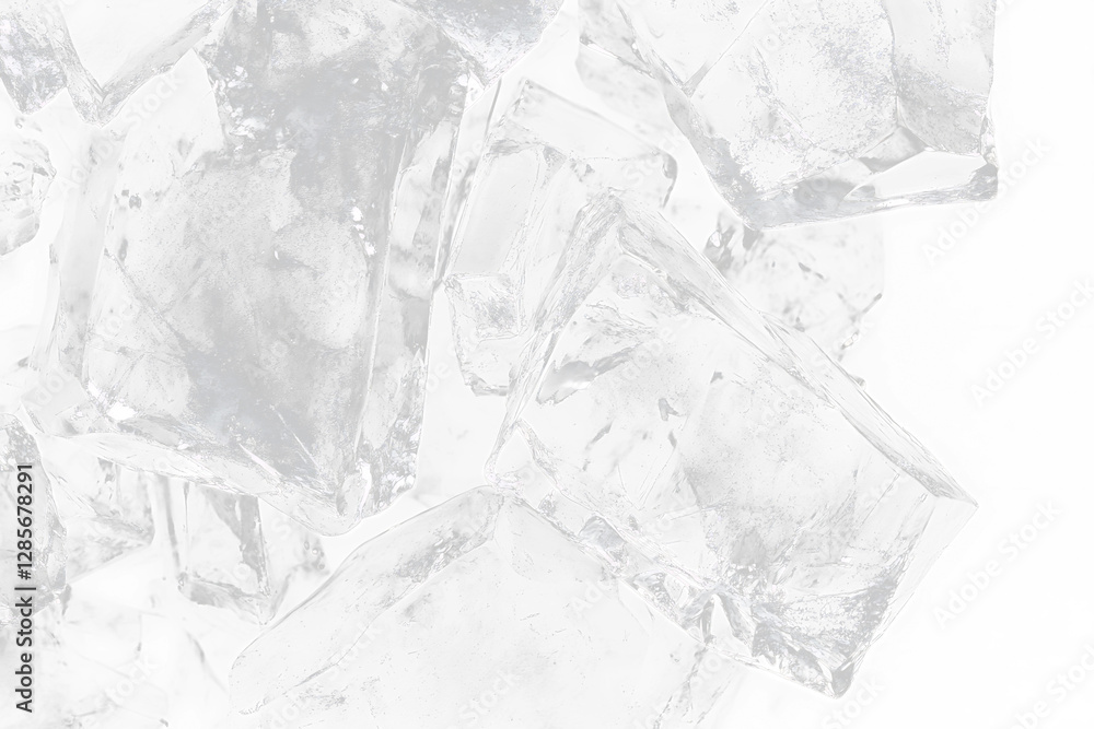 Aufkleber close-up of transparent ice chunks on transparent background .