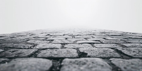 Low angle view of a brick road.