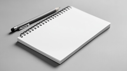 A clean notepad and pencil styled on a smooth pastel desk. background