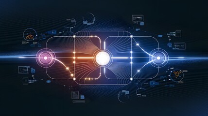 Futuristic Glowing Product Showroom with Floating Platforms