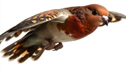 Obraz premium Majestic Dove in Flight, a detailed depiction of a dove soaring gracefully against a clean white backdrop, symbolizing peace and freedom