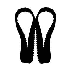 Timing belt black silhouette isolated on white background