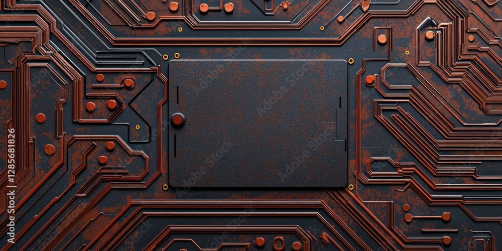 Aufkleber Abstract Technology Background with Circuit Board and Rusty Elements