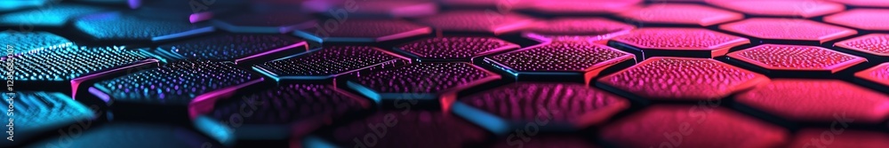 Poster Vibrant Hexagonal Pattern with Colorful Lighting and Texture Effects