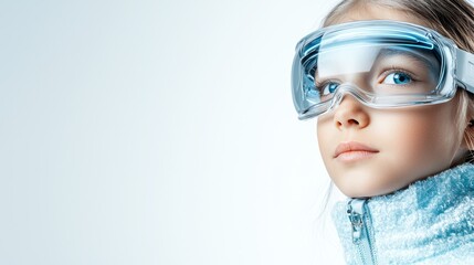 A young girl wearing a pair of goggles