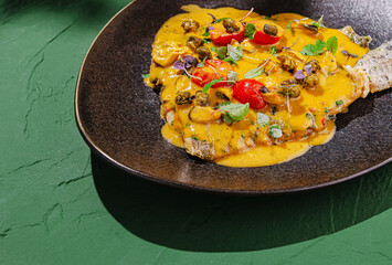 Savory dish featuring fresh ingredients on a vibrant plate