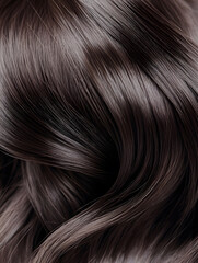 Fototapeta premium Luxurious Close-up of Shiny Wavy Dark Brown Hair Texture : Generative AI