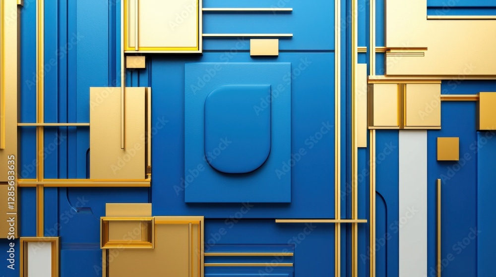 Poster vibrant geometric abstract architectural backdrop with modern minimal shapes and colorful metallic t