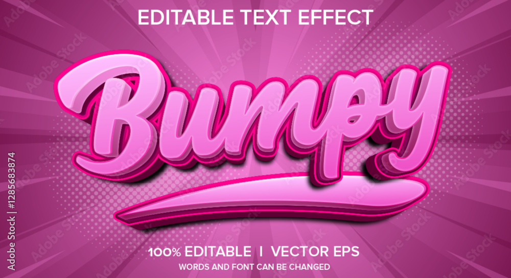 Poster bumpy 3d vector text effect with modern style design
