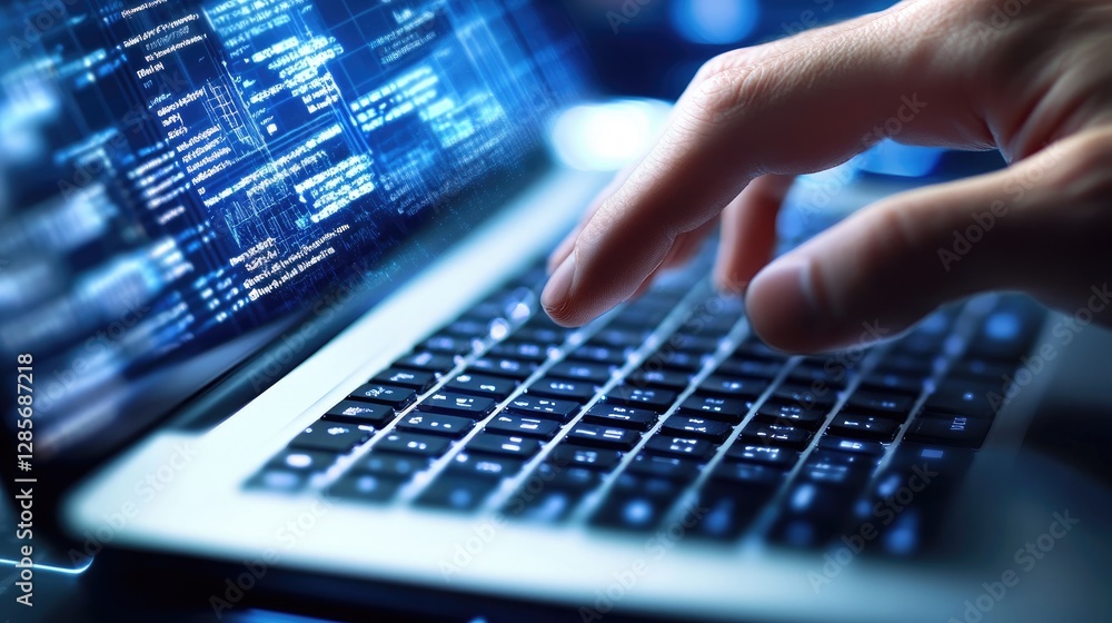 Poster coding at night, a programmer's focus