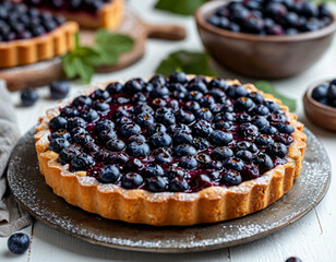blueberry tart on a plate