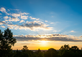 clear blue sky with white cloud, good weather in the morning have a nice day