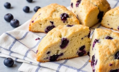 Delicious blueberry scones on a napkin