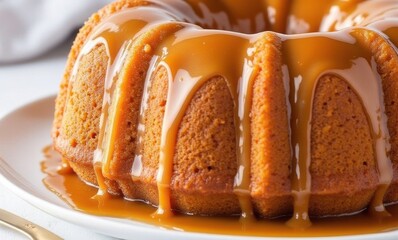 Delicious caramel drizzled bundt cake