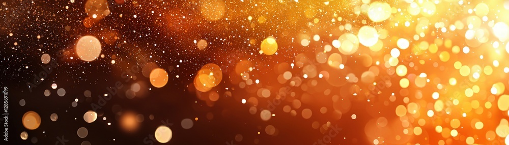Poster shimmering golden bokeh background with sparkling light effects