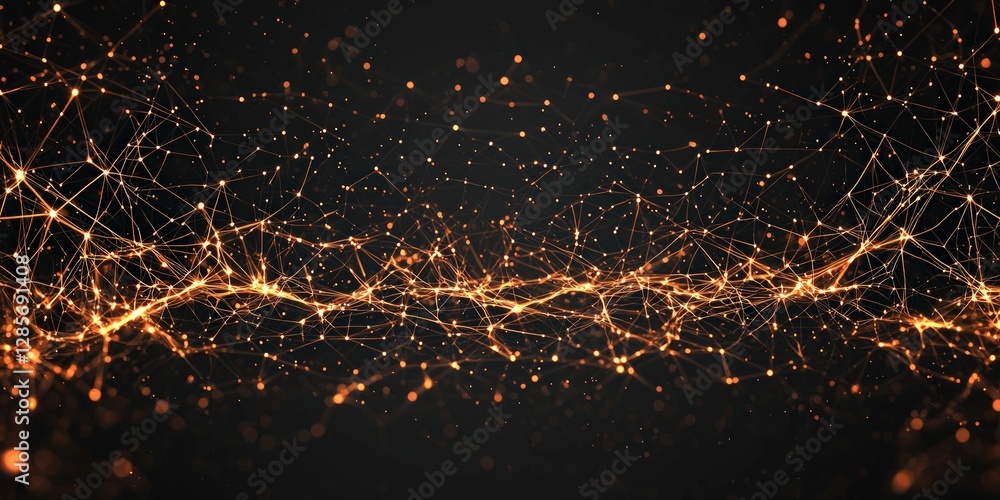Poster abstract orange network connections digital data technology background image