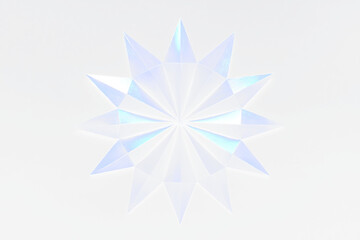Blue geometric star on transparent background .