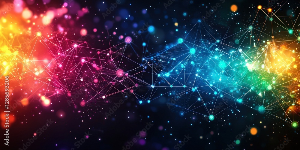 Poster Colorful Abstract Background with Dots and Connecting Lines