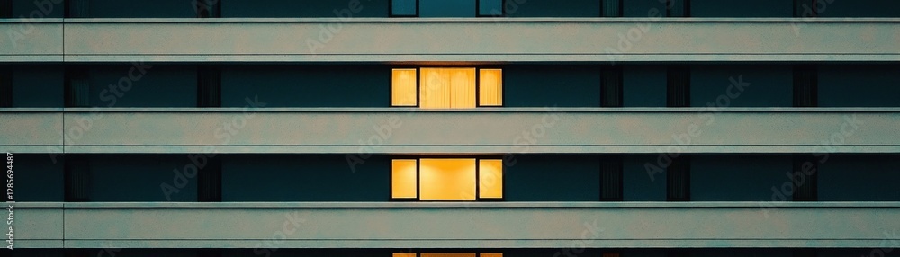 Aufkleber urban architecture with illuminated windows at night