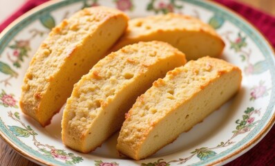 Freshly baked buttery biscotti slices