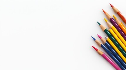 Fototapeta premium A group of colored pencils on a white surface