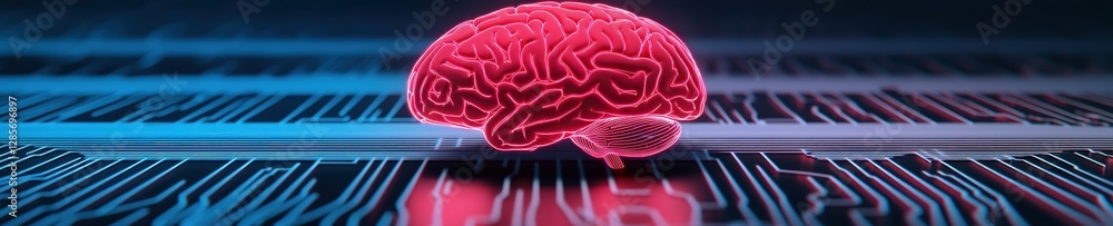 Aufkleber futuristic brain over circuit board concept for technology and science