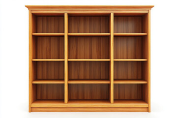 Wooden Wardrobe with Shelves – Isolated on White	
