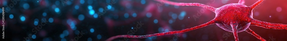 Poster Red Neuron Structure Under Bright Colored Abstract Background