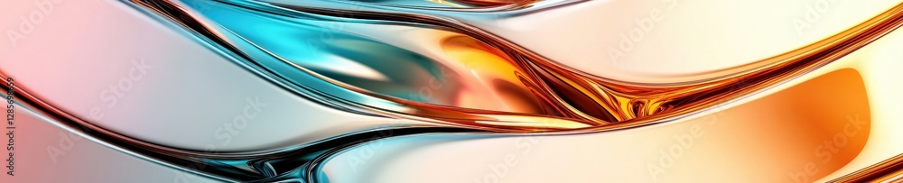 Poster Abstract Fluid Design with Colorful Swirls and Shiny Surface Effects
