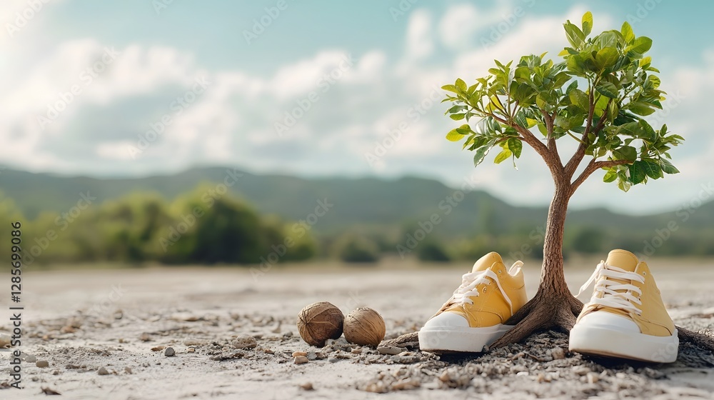 Poster a captivating overhead view of a tree shaped like a human heart symbolizing the deep innate connecti