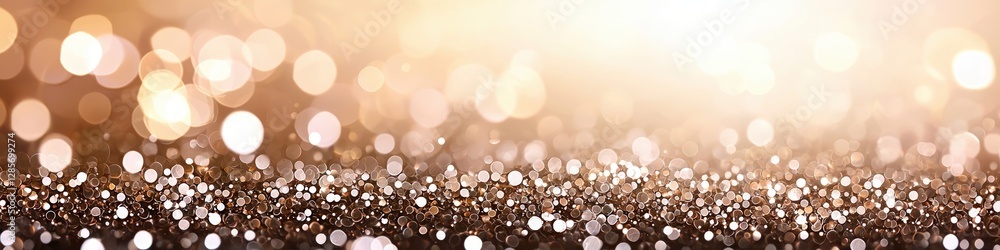 Poster shimmering golden background with soft bokeh effect and glitter