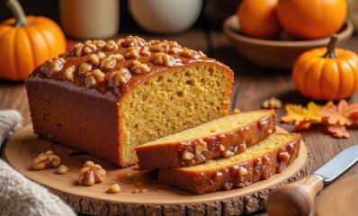 Delicious pumpkin bread with nuts