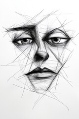 Fototapeta premium A black and white drawing of a woman's face