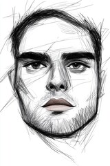 Obraz premium A black and white drawing of a man's face