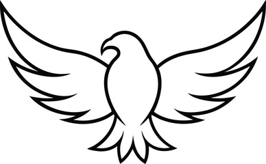 Line art style silhouette of Eagle vector  illustration on white  background 